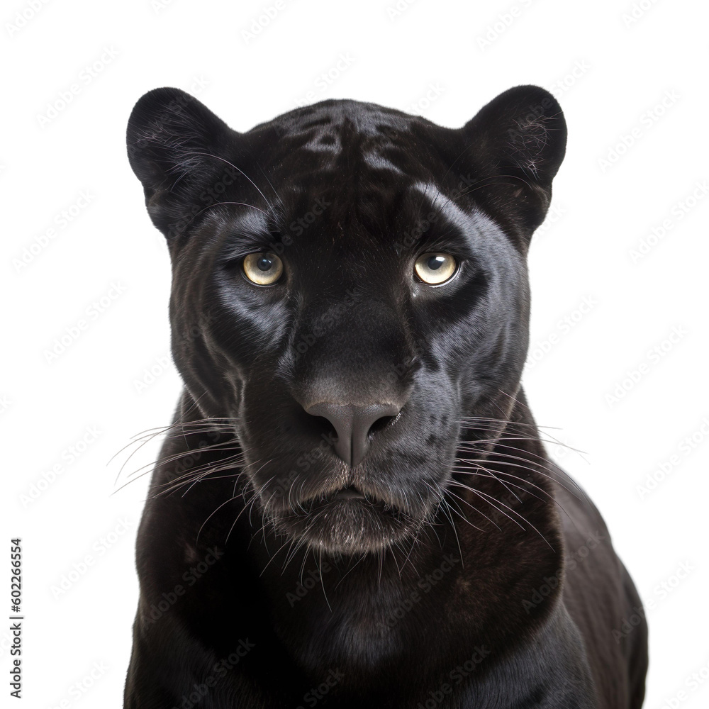 Close up of panther isolated on transparent background, Generative Ai Close up of panther isolated on transparent background, Generative Ai