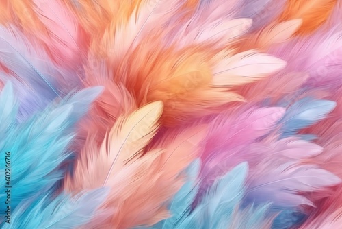 Pastel color feather abstract background, Generative AI