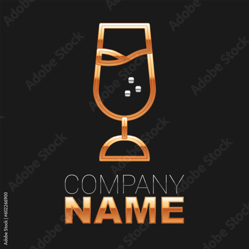 Line Wine glass icon isolated on black background. Wineglass sign. Colorful outline concept. Vector