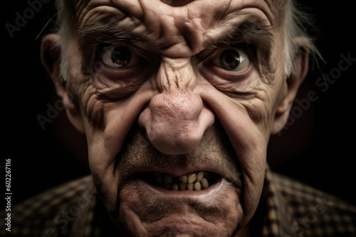 Funny old man who is extremely angry and outraged Generative AI photo