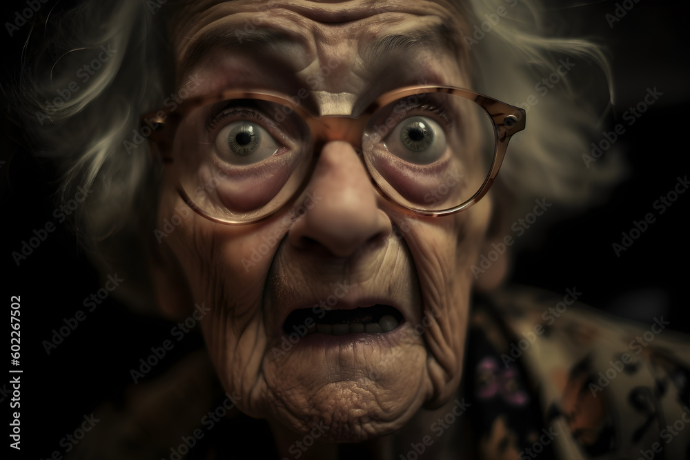 Funny old woman who is extremely disgusted. Generative AI Funny old woman who is extremely disgusted. Generative AI