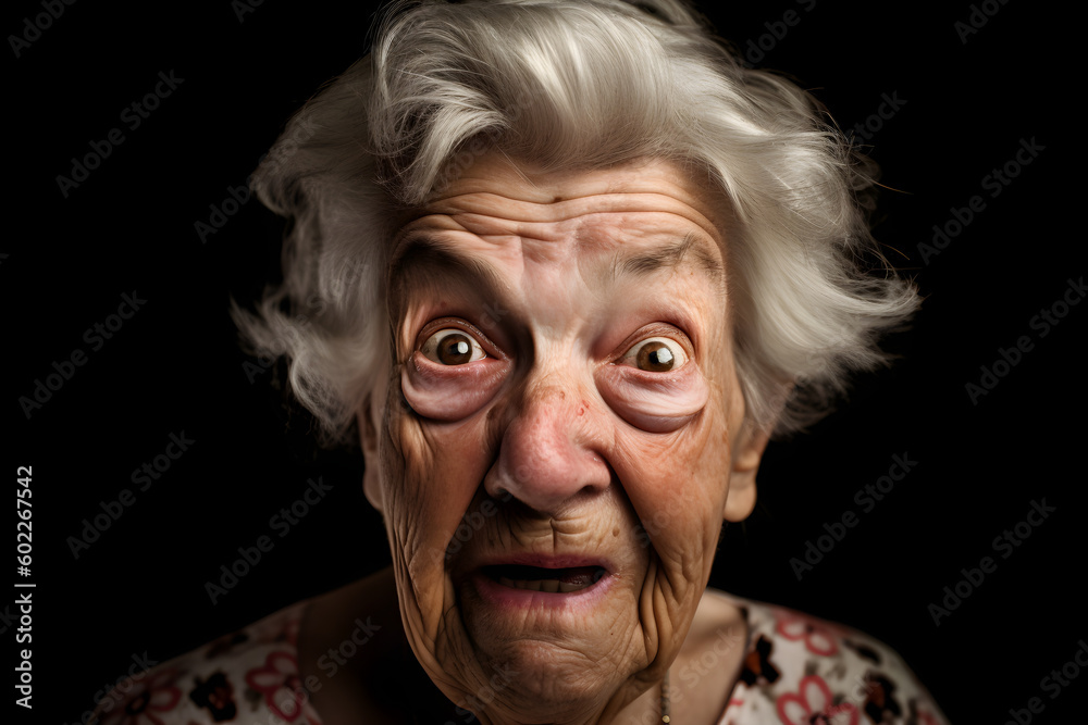 Funny old woman who is extremely disgusted. Generative AI Funny old woman who is extremely disgusted. Generative AI