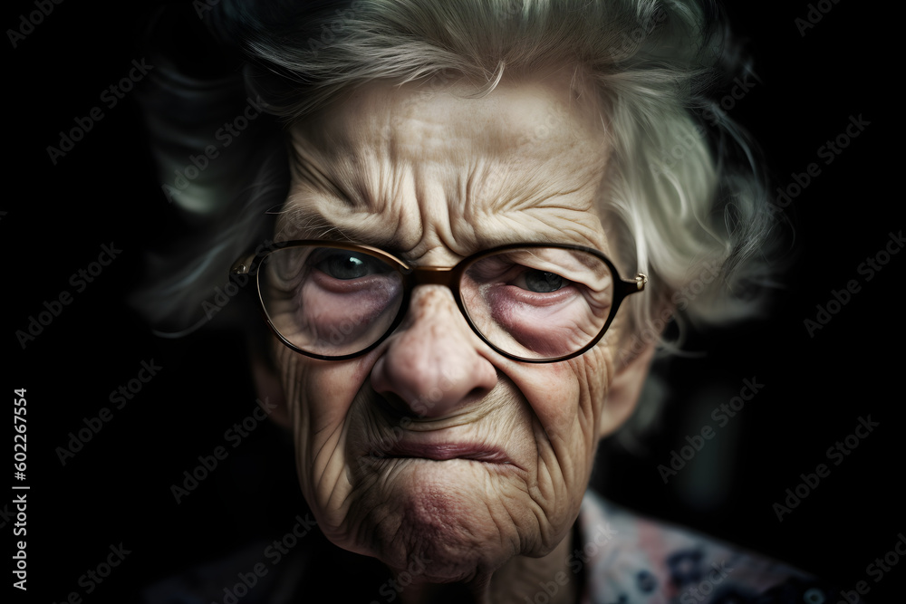 Funny old woman who is extremely disgusted generative ai stock