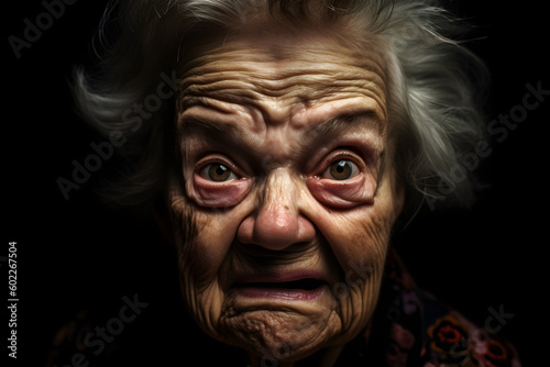 Funny old woman who is extremely disgusted. Generative AI