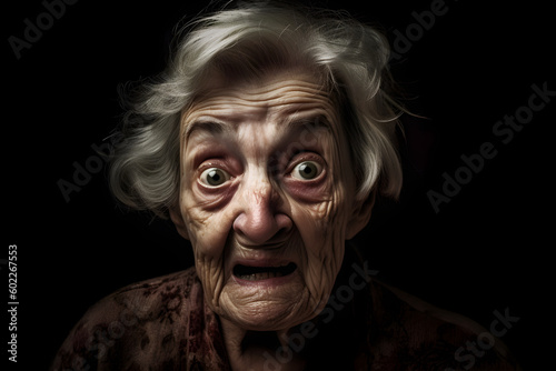 Funny old woman who is extremely disgusted. Generative AI