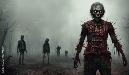 Portrait of a zombie man. Generative AI