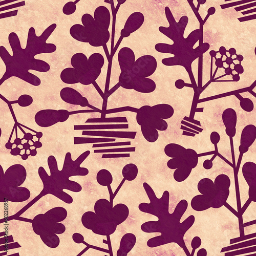 Seamless pattern with floral ornament. Raster illustration for design, wrapping, packaging.