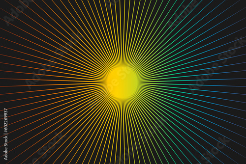 An abstract illustration of a multicolored star or sun emitting its rays in all directions of space