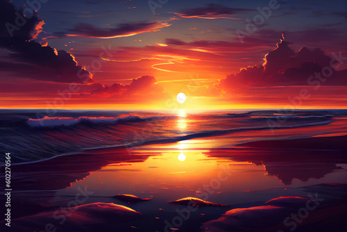 Beautiful sunrise over the sea. Generative Ai