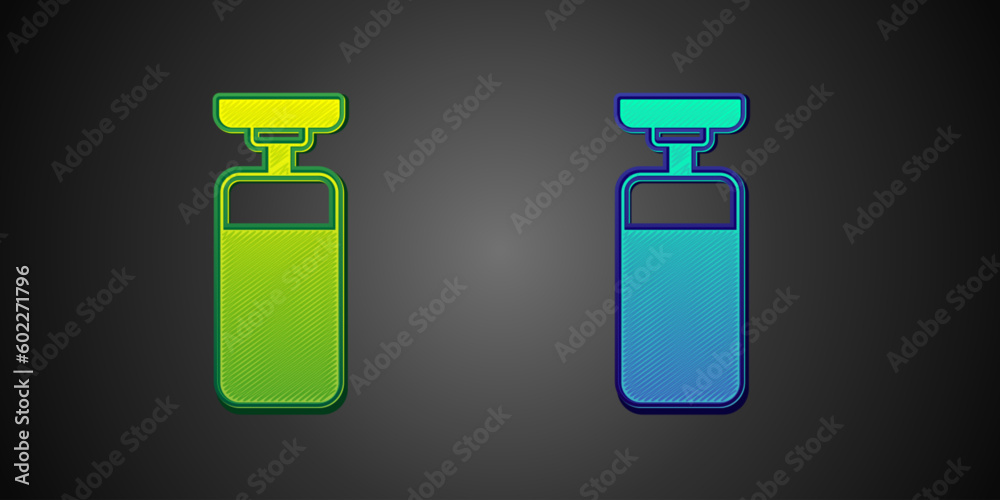 Green and blue Punching bag icon isolated on black background. Vector Green and blue Punching bag icon isolated on black background. Vector
