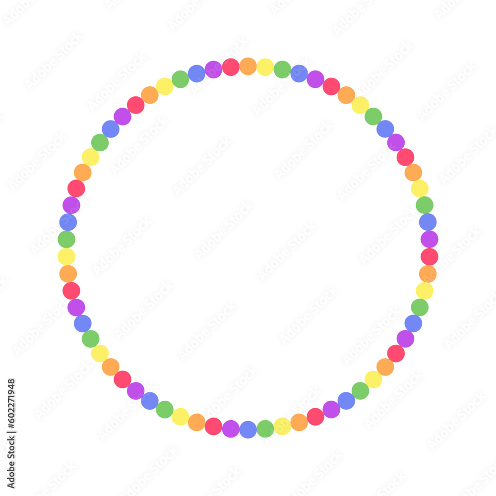 Obraz premium Round rainbow frame. Border template with copy space. Pride month flag concept. Vector flat illustration.