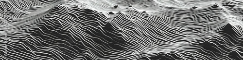wide banner with white lines on dark grey background  3D mountain range generative AI backdrop