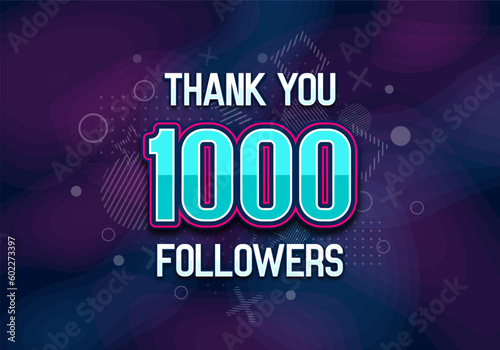 1000 followers. Poster for social network and followers. Vector template for your design.