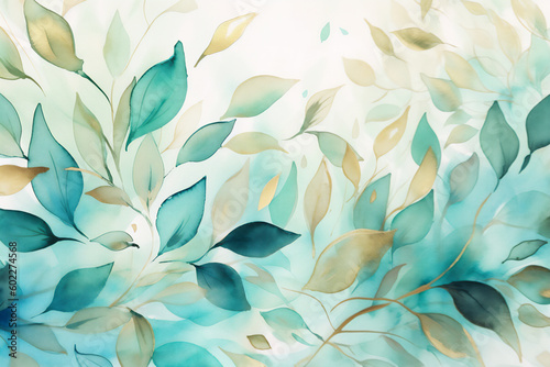Turquoise and White A Leafy Contrast. Generative AI.