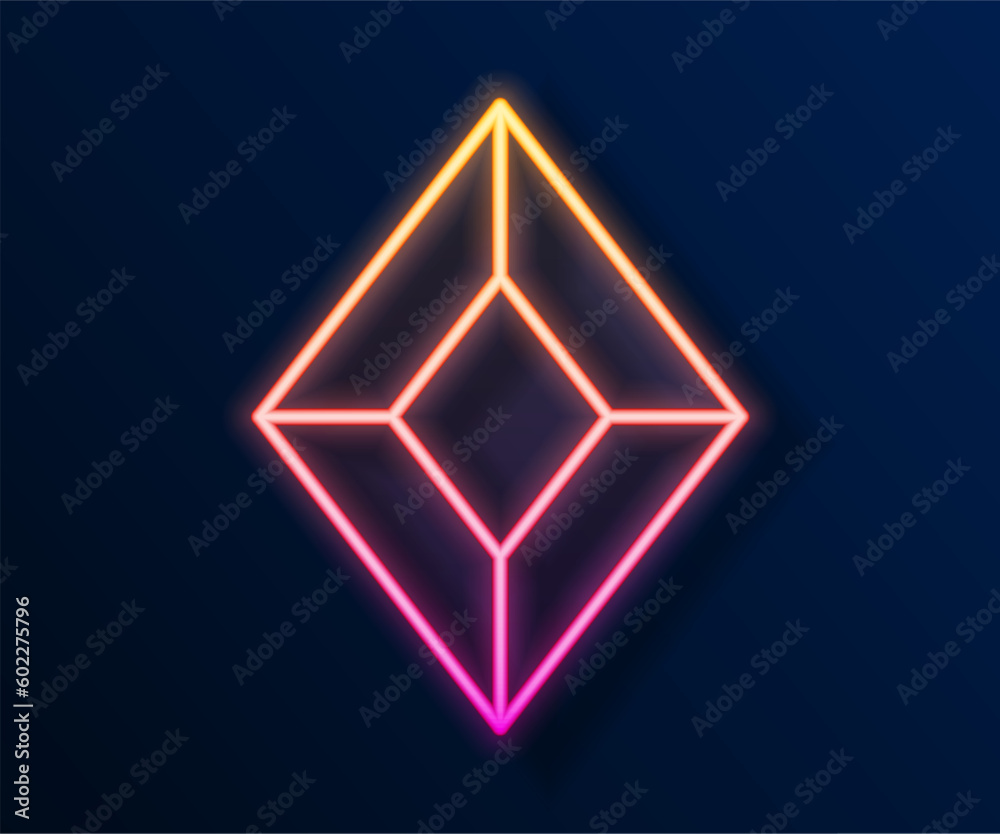 Glowing neon line Gem stone icon isolated on black background. Jewelry symbol. Diamond. Vector Glowing neon line Gem stone icon isolated on black background. Jewelry symbol. Diamond. Vector