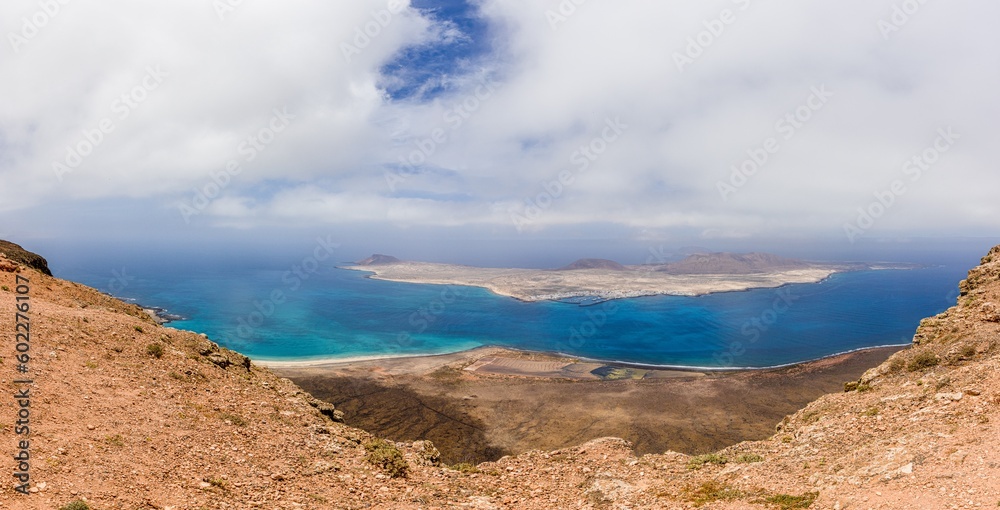 View of Loa Graciosa island off Lanzarote from Mirador del Rio viewpoint