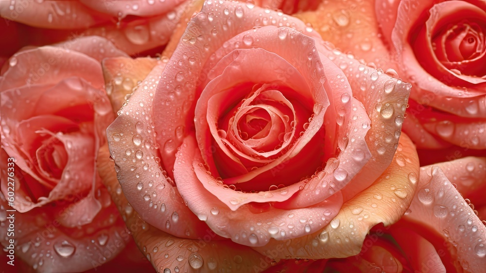 fresh roses with water droplets seamless background generative AI fresh roses with water droplets seamless background generative AI