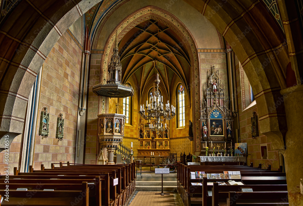 interior of gothic chruch, burgenlad, austria