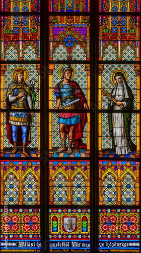 stained glass window in Gothic church  Burgenland  austria