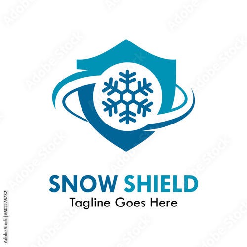 Snow shield design logo template illustration