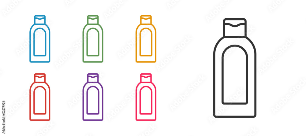 Set line Bottle of shampoo icon isolated on white background. Set icons colorful. Vector Set line Bottle of shampoo icon isolated on white background. Set icons colorful. Vector