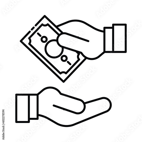 Hand holding money cash payment business icon illustration