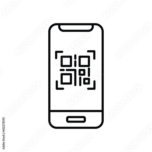 Smartphone mobile phone with QR code scanning icon illustration