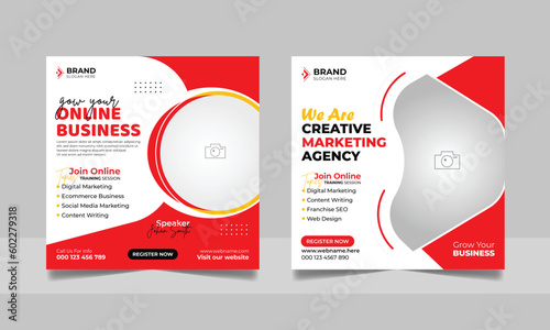 Digital marketing agency social media post banner online business advertising square flyer template