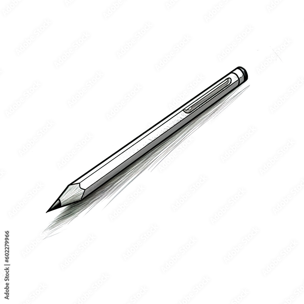 Close-up, black pencil on a white background, generative AI. Close-up, black pencil on a white background, generative AI.