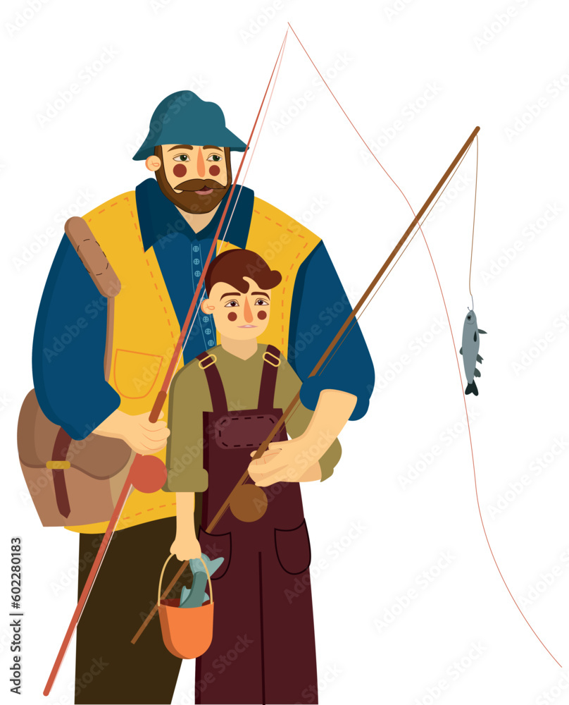 Family Fishing Father and Son Bonding on the Water Family Fishing Father and Son Bonding on the Water