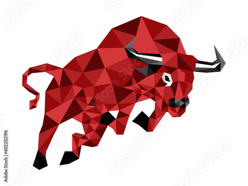 red origami of a bull lowpoly