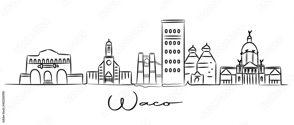 Waco city skyline outline doodle
