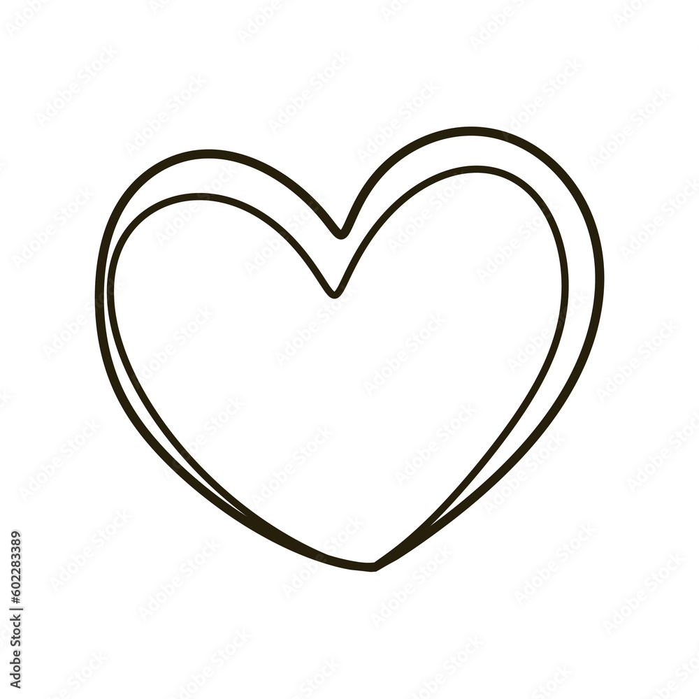 Cozy heart, line drawing heart 