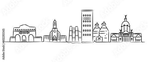 Waco city skyline outline doodle
