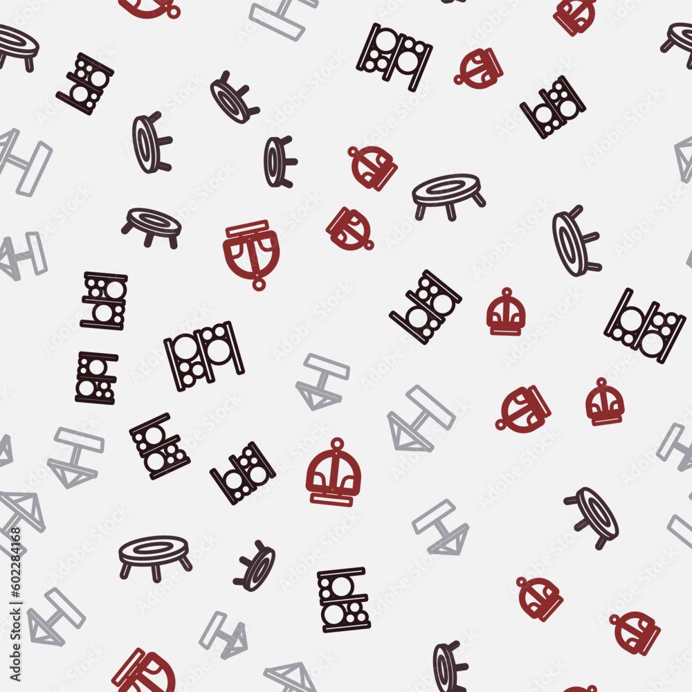 Set line Playground climbing equipment, Jumping trampoline, Sandbox with sand and Attraction carousel on seamless pattern. Vector Set line Playground climbing equipment, Jumping trampoline, Sandbox with sand and Attraction carousel on seamless pattern. Vector