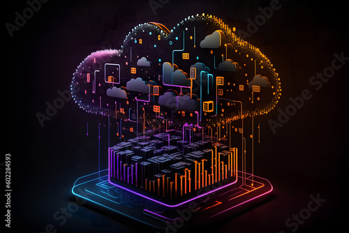 Cloud computing Data Base Technology concept, Abstract Digital background