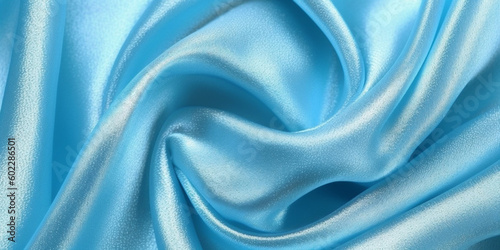 Blue silk glitter luxury fabric background, macro close up, copy space. Wave, textured. AI Generated