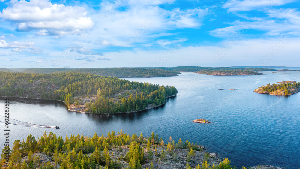 The nature of Karelia. Ladoga lake. Panorama of Karelia. The Republic of Karelia in the summer. Russian Federation. Panorama of nature from a height. Russia The nature of Karelia. Ladoga lake. Panorama of Karelia. The Republic of Karelia in the summer. Russian Federation. Panorama of nature from a height. Russia