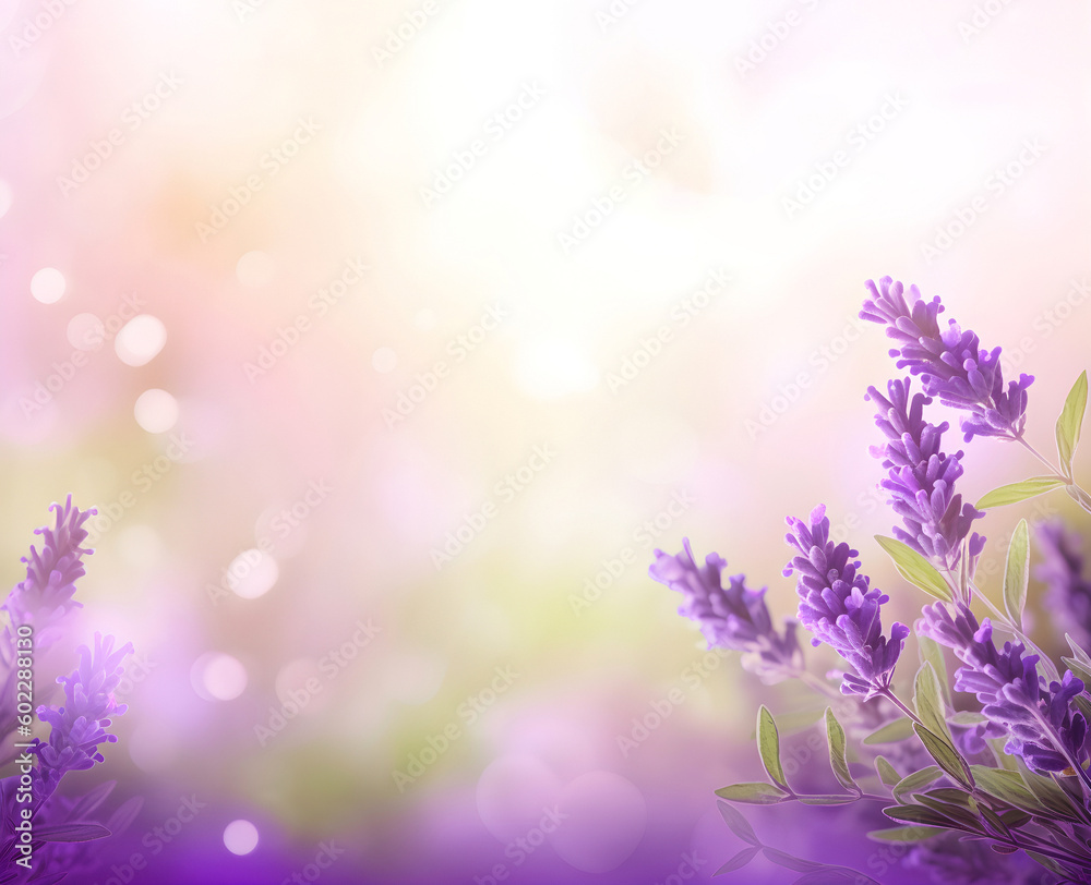 Lavender flowers at sunlight in a soft focus, pastel colors and blurred ...