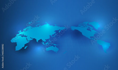 Abstract Map of the planet. World map. Global social network. Future. Blue futuristic background with planet Earth. Internet and technology. Hitech communication concept innovation 