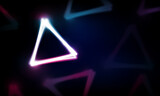 Abstract Key Door open Light out technology and with neon triangles. Hitech communication concept innovation background,  vector design