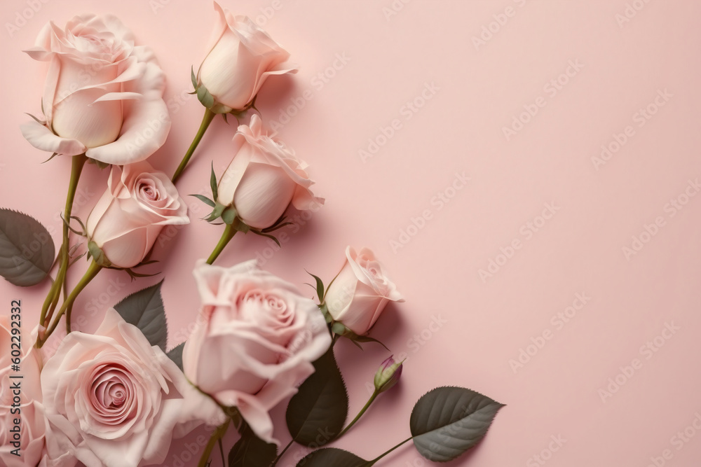 Roses and flowers on a white background Roses and flowers on a white background