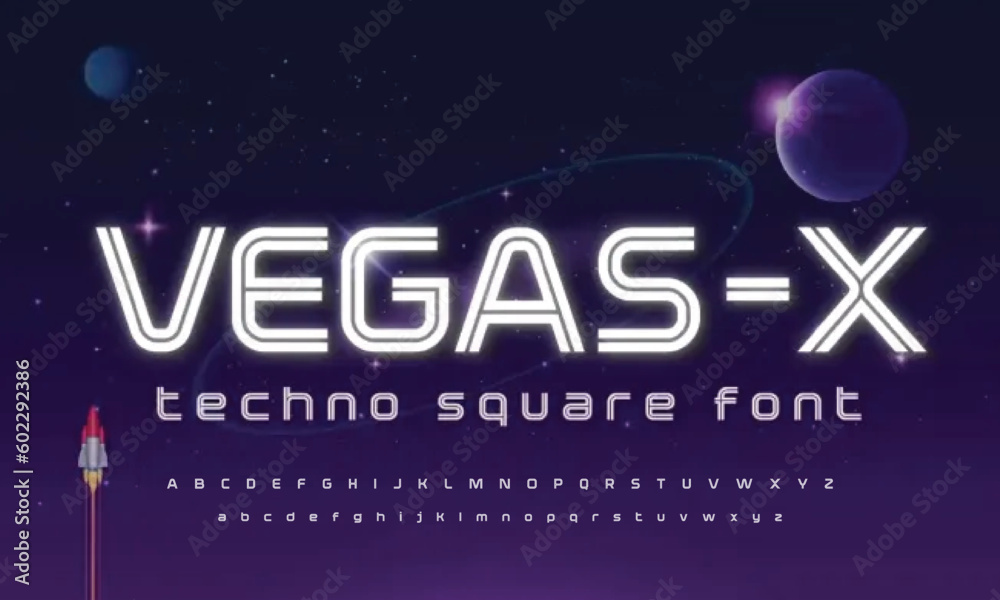 Tech 3 Typography Two lines modern tech font. Typography line fonts for tech, digital and ...