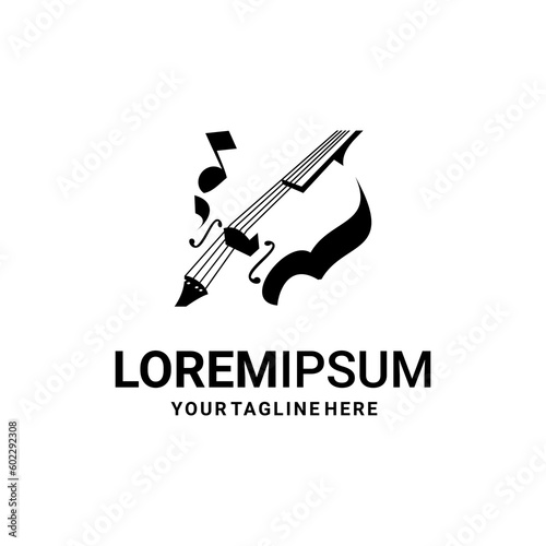 violin flat logo vector design on white background