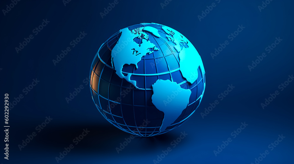 Volumetric globe of the Earth on a blue background, generative AI. Volumetric globe of the Earth on a blue background, generative AI.