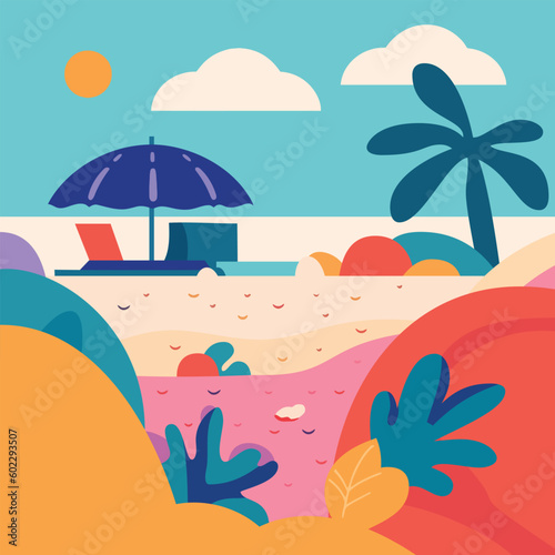 Colorful Fun Beach Scene