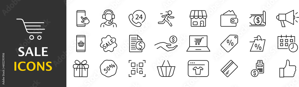 Collection of sale, discount icons. Simple black symbols Collection of sale, discount icons. Simple black symbols