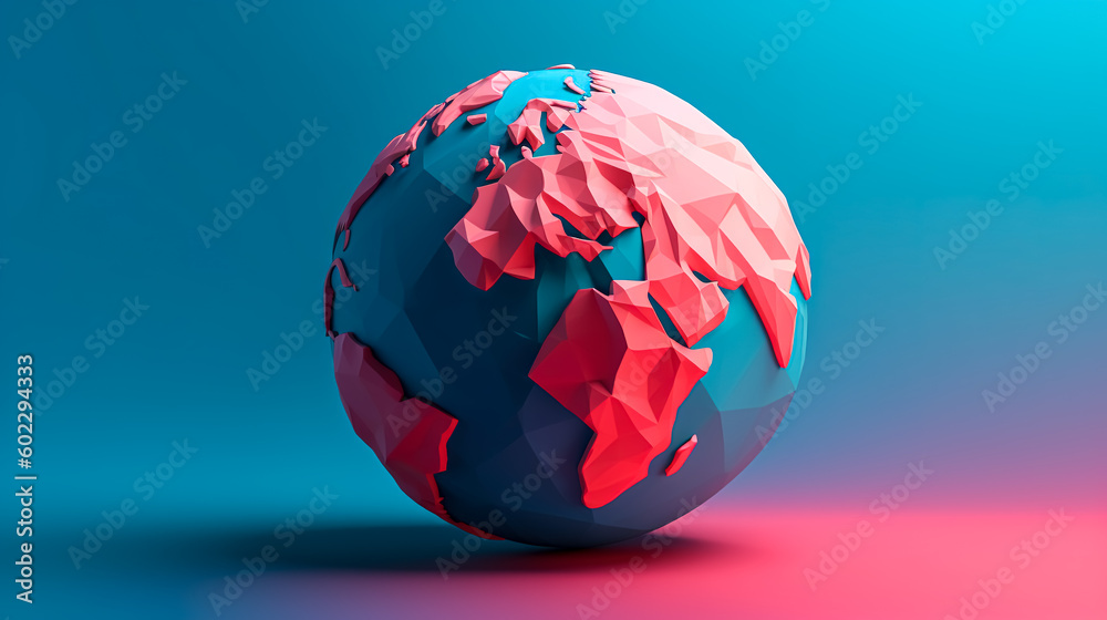 Volumetric globe of the Earth on a blue background, generative AI. Volumetric globe of the Earth on a blue background, generative AI.