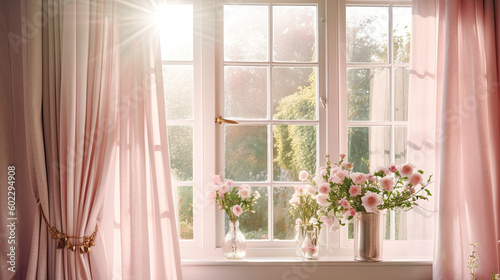 Vintage Romance windows with curtain © indeep