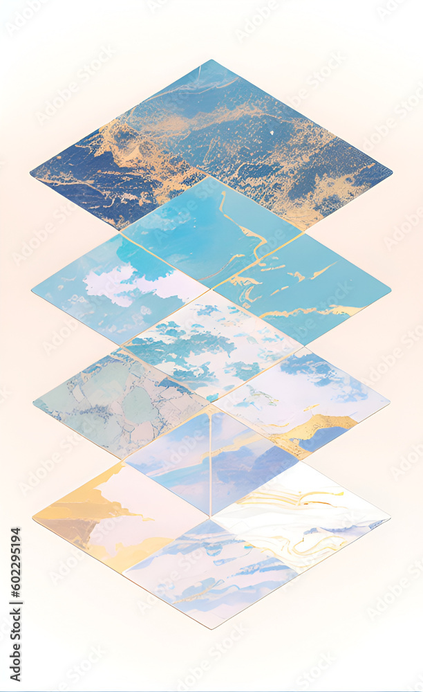 Fototapeta premium Gold and Marble textured shapes